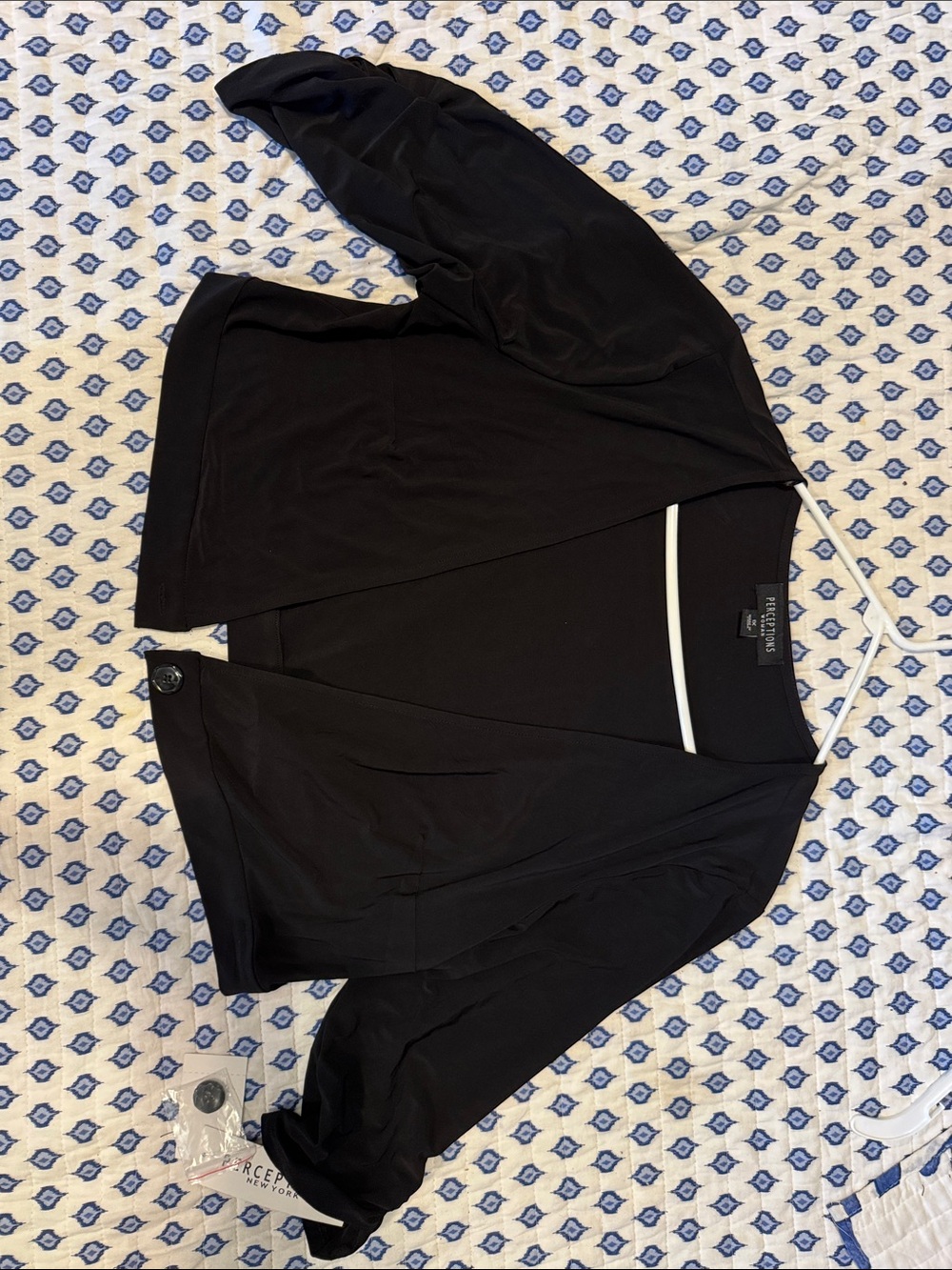 Perceptions NWT Black Women’s Open-Front shirt bolero Cardigan with 1 button 1X
